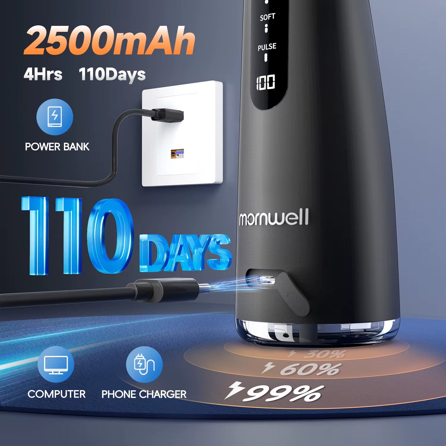 F32 Water Floss Oral Teeth Whitening Home Appliance Sonic Water Flosser 260ML Tank Teeth Cleaner Oral Water Jet